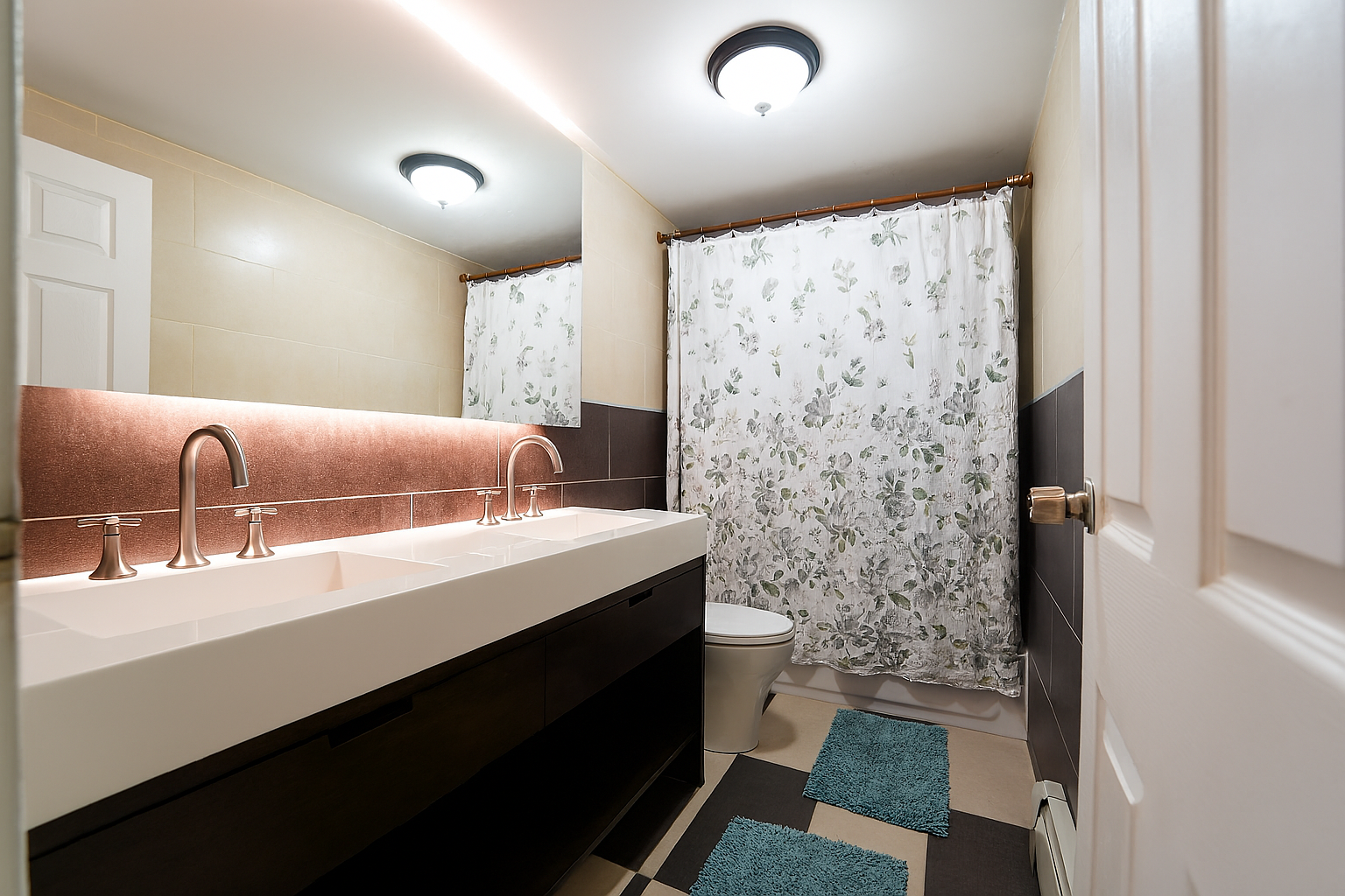 Luxury Bathroom with Rose Gold Accents