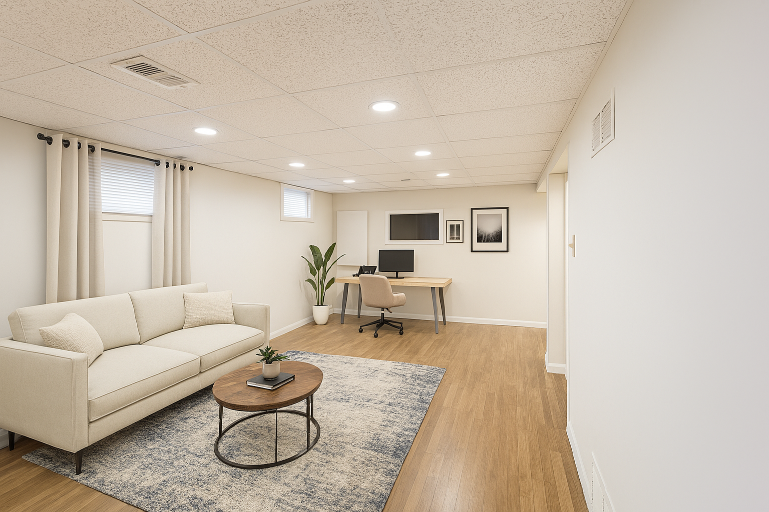 Finished Basement Living & Office