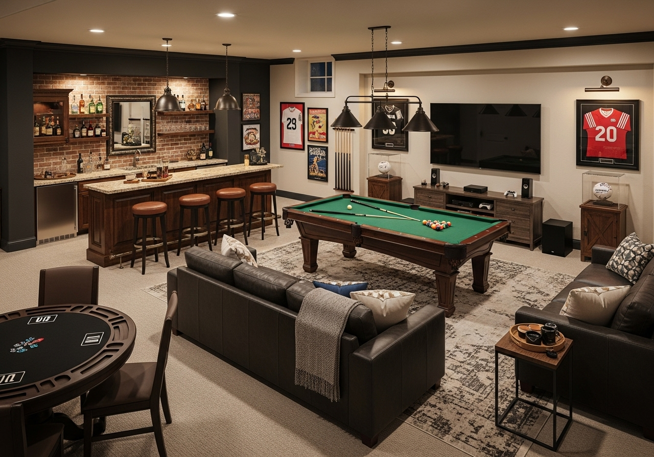 Virtual Staged Recreation Room